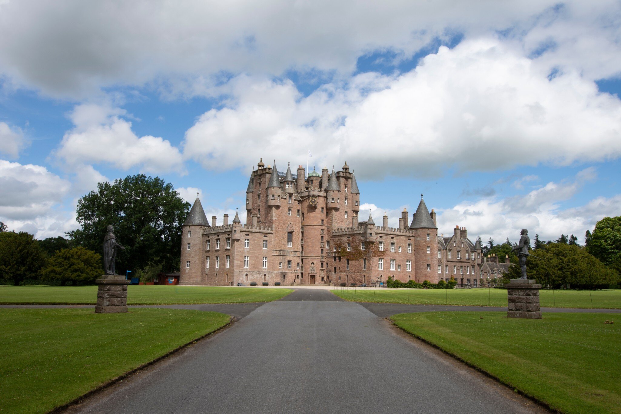 Close up image on a summers day of Glamis castle, Aberdeenshire, Scotland.