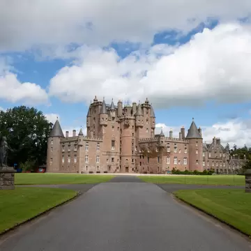 Close up image on a summers day of Glamis castle, Aberdeenshire, Scotland.