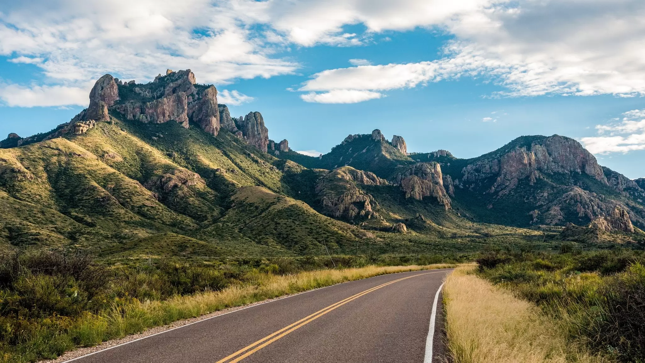 The road past the Chisos Mountains in Big Bend National Park, Texas. imagoDens/Shutterstock