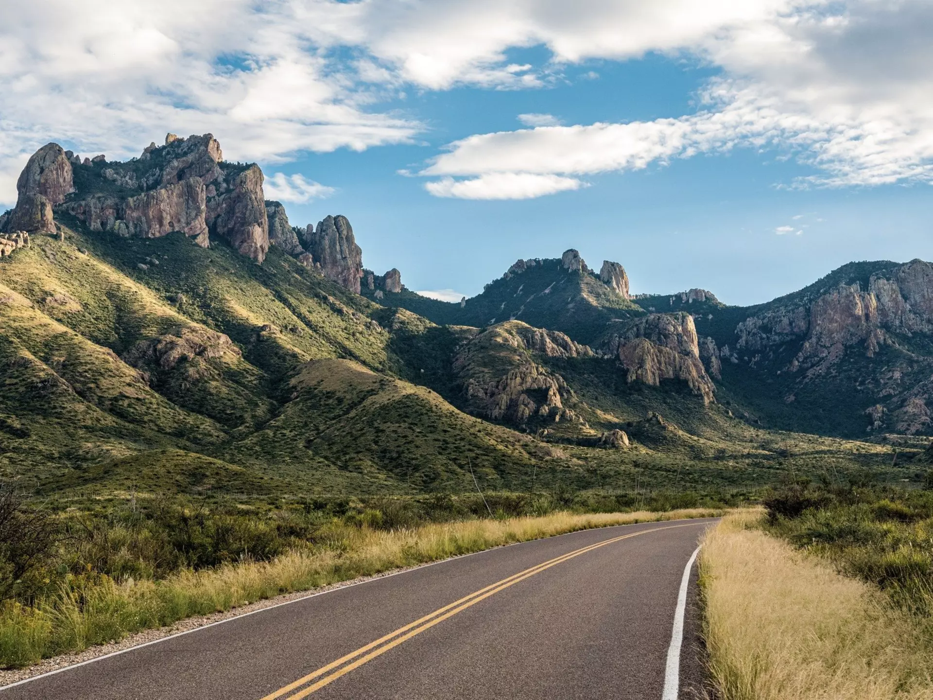 The road past the Chisos Mountains in Big Bend National Park, Texas. imagoDens/Shutterstock