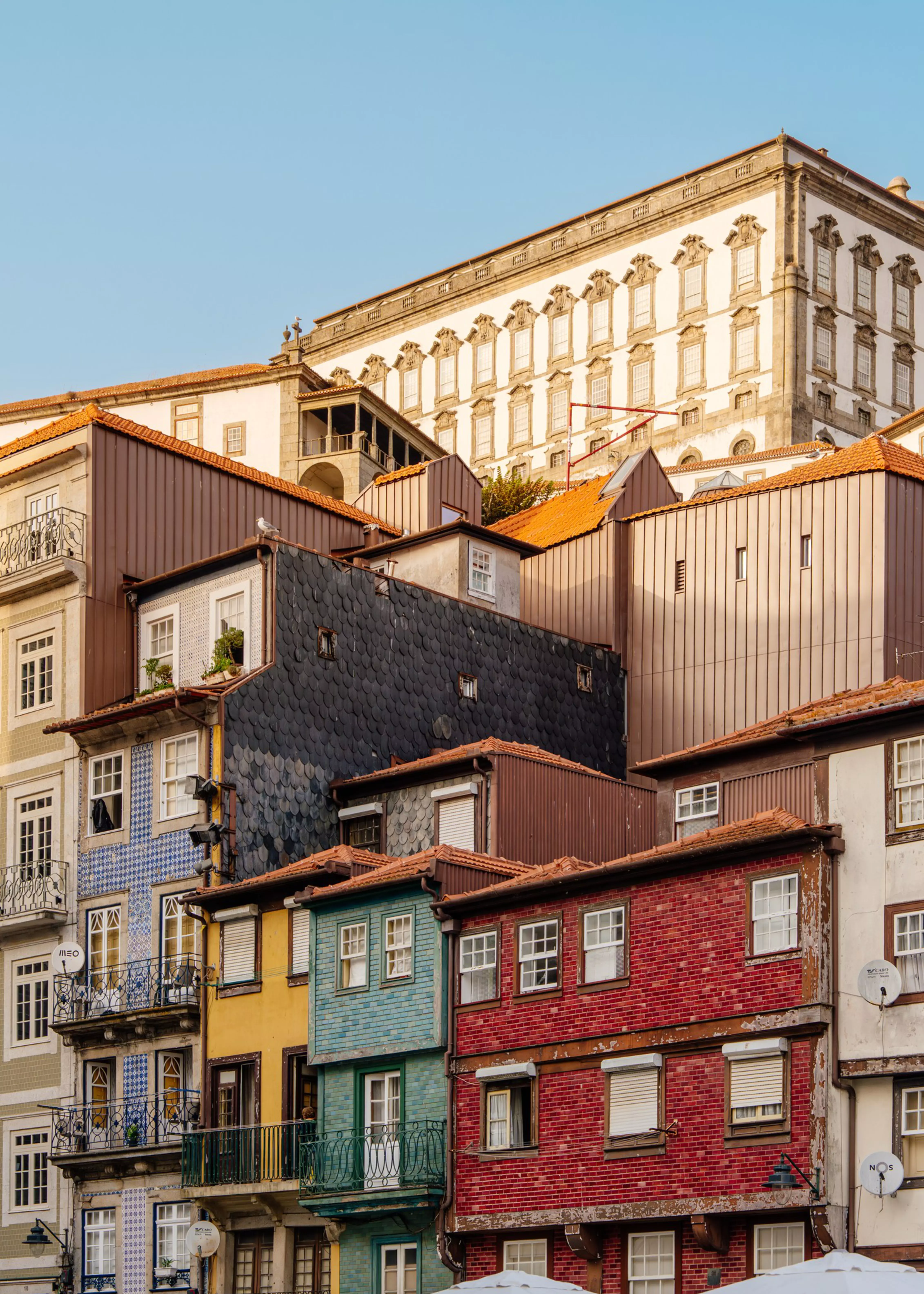 Houses in the historical Ribeira district of Porto.