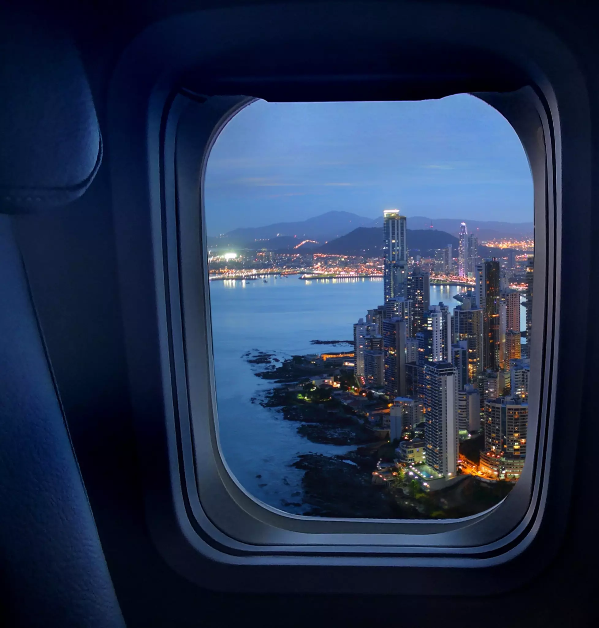 image of Panama City from the airplane window