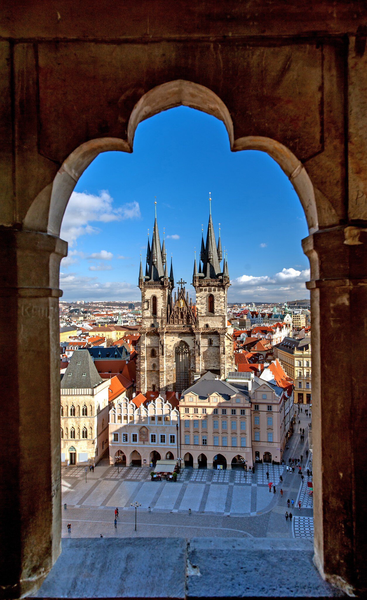 View of Prague Castle and Old Town, Prague, Czech Republic.