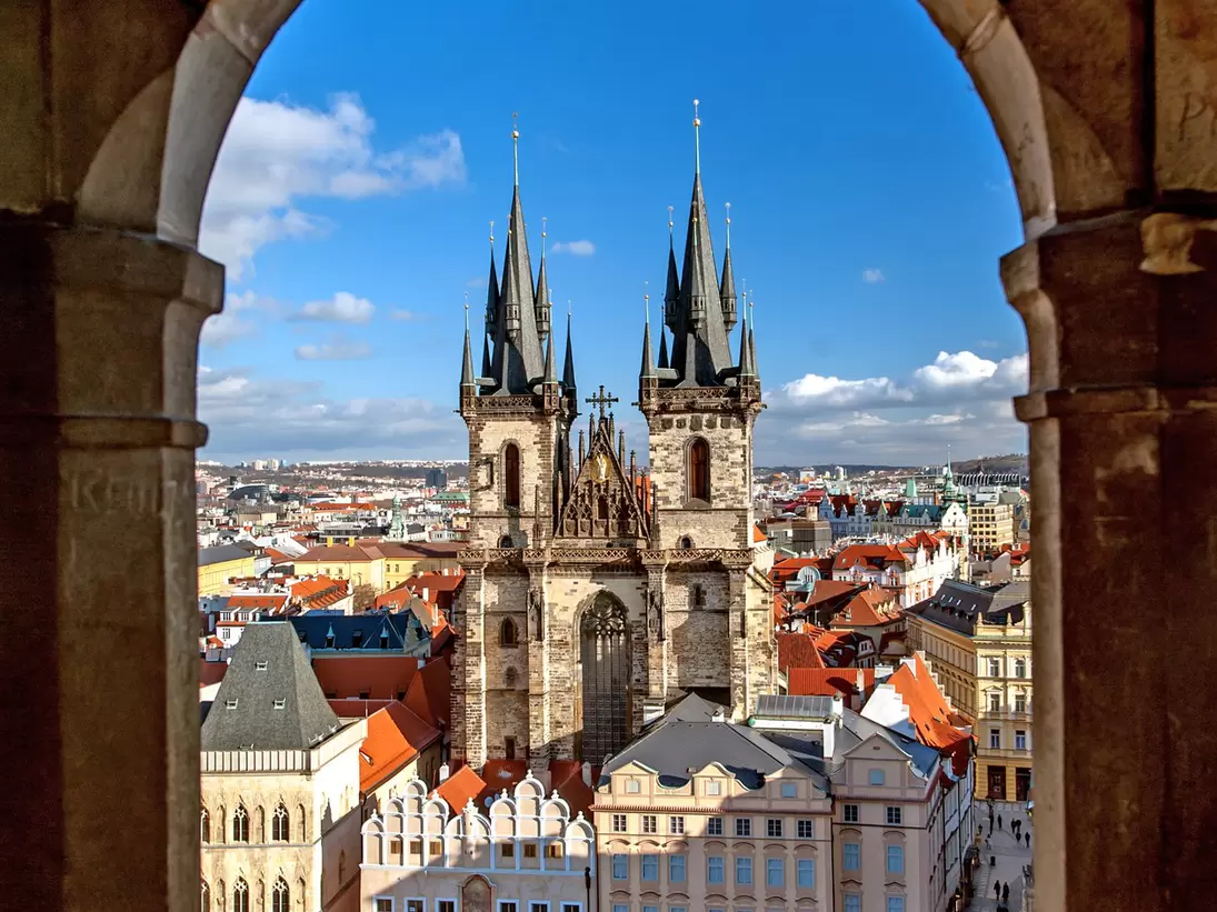 View of Prague Castle and Old Town, Prague, Czech Republic.