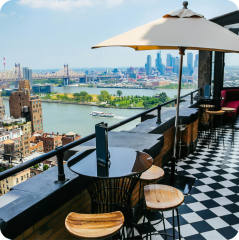 The rooftop bar at Ophelia Lounge, New York City