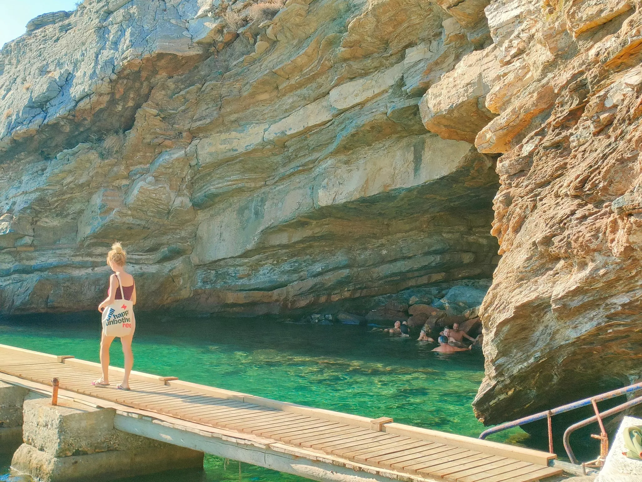 People soaking in the waters at Therma. 