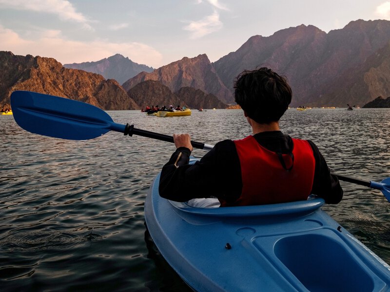 Hatta Kayak is a popular outdoor destination in Dubai, offering visitors the opportunity to kayak on the serene waters of the Hatta Dam, surrounded by the majestic Hajar Mountains.