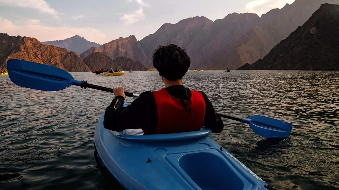 A family kayaking