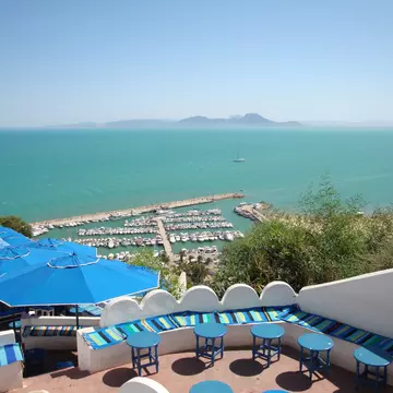 View from Cafe des Delices, Sidi Bou Said.
tunisie, mer, carthage, sidi bou said, cade des delices, cafe des delices