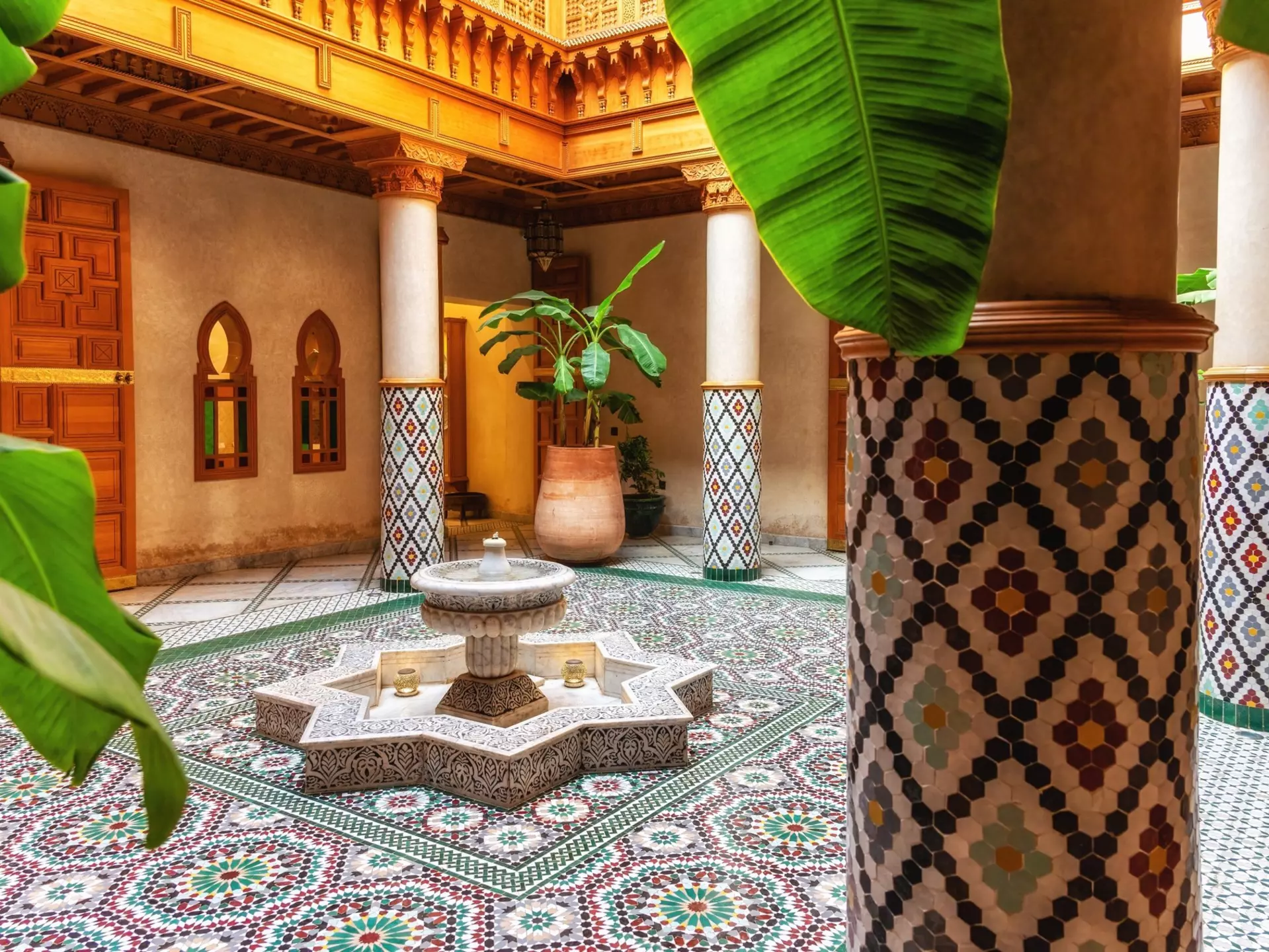 Tiled interior of the Moroccan Culinary Arts Museum Marrakesh, Morocco