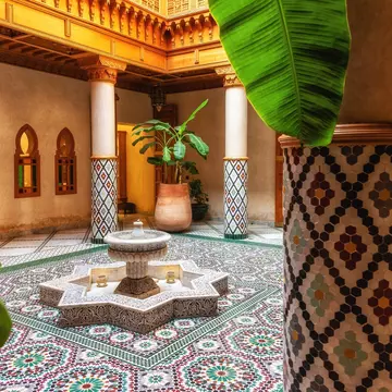 Tiled interior of the Moroccan Culinary Arts Museum Marrakesh, Morocco