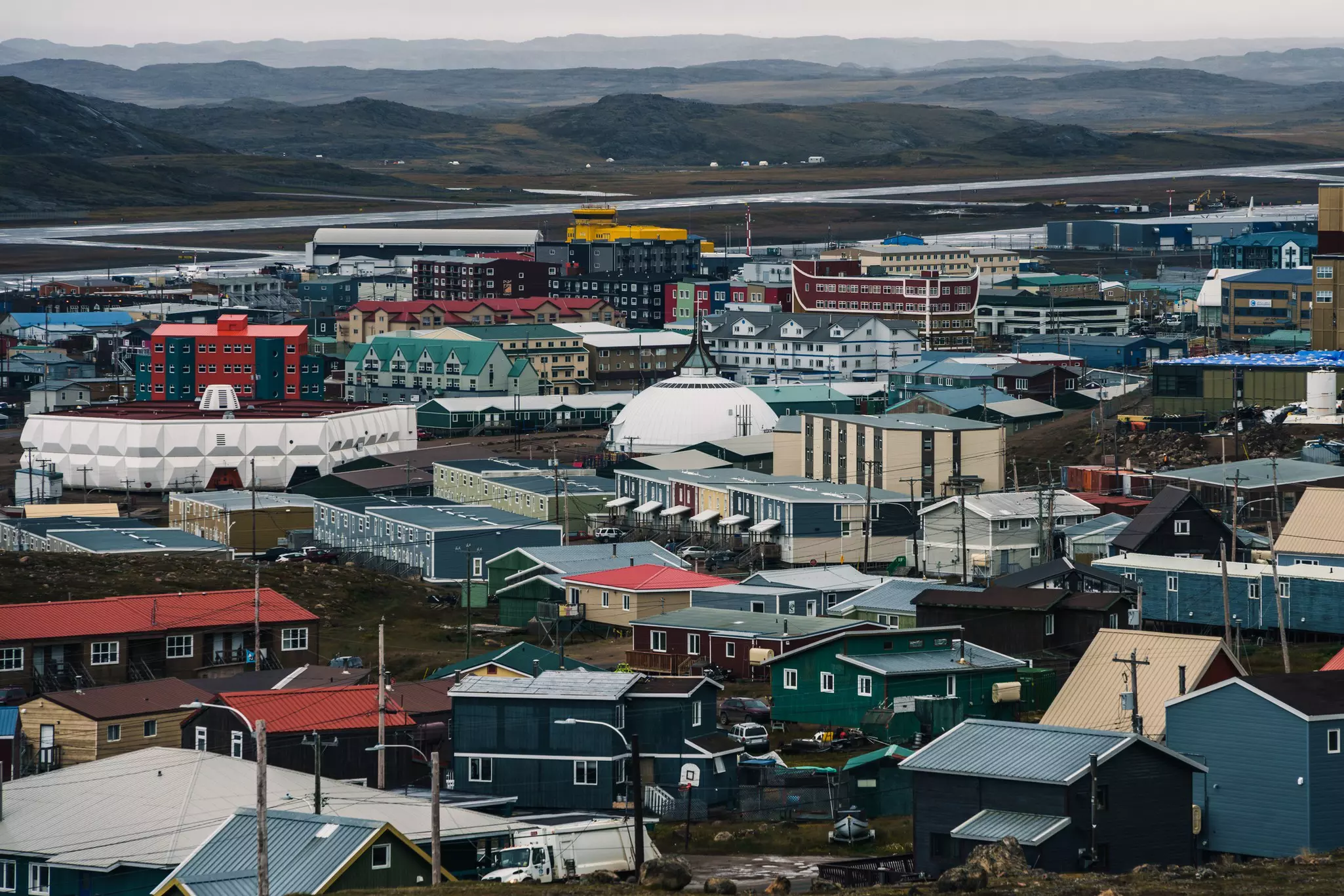 A view over Iqaluit, Nunavut's largest city, Canada.