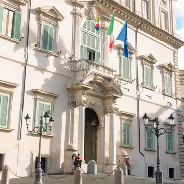The view of the Palazzo del Quirinale from the Piazza del Quirinale in Rome, Italy.