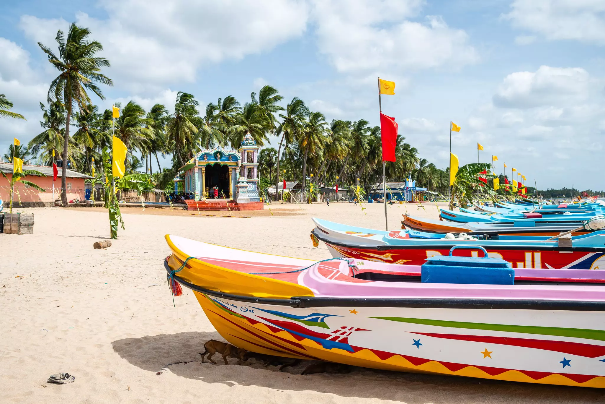 A Hindu temple on the beach in Trincomalee, Sri Lanka. jon chica parada/Getty Images