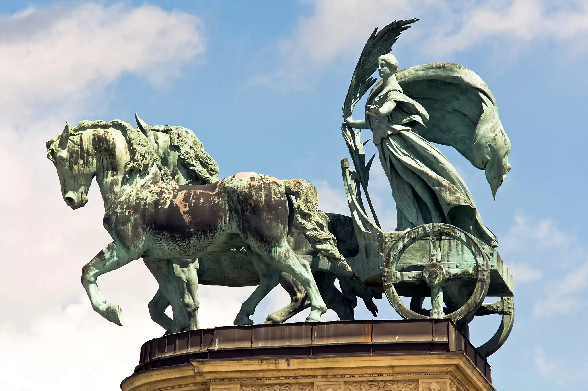 Sculpture of 'Peace' on Heroes' Square in Budapest, Hungary.
