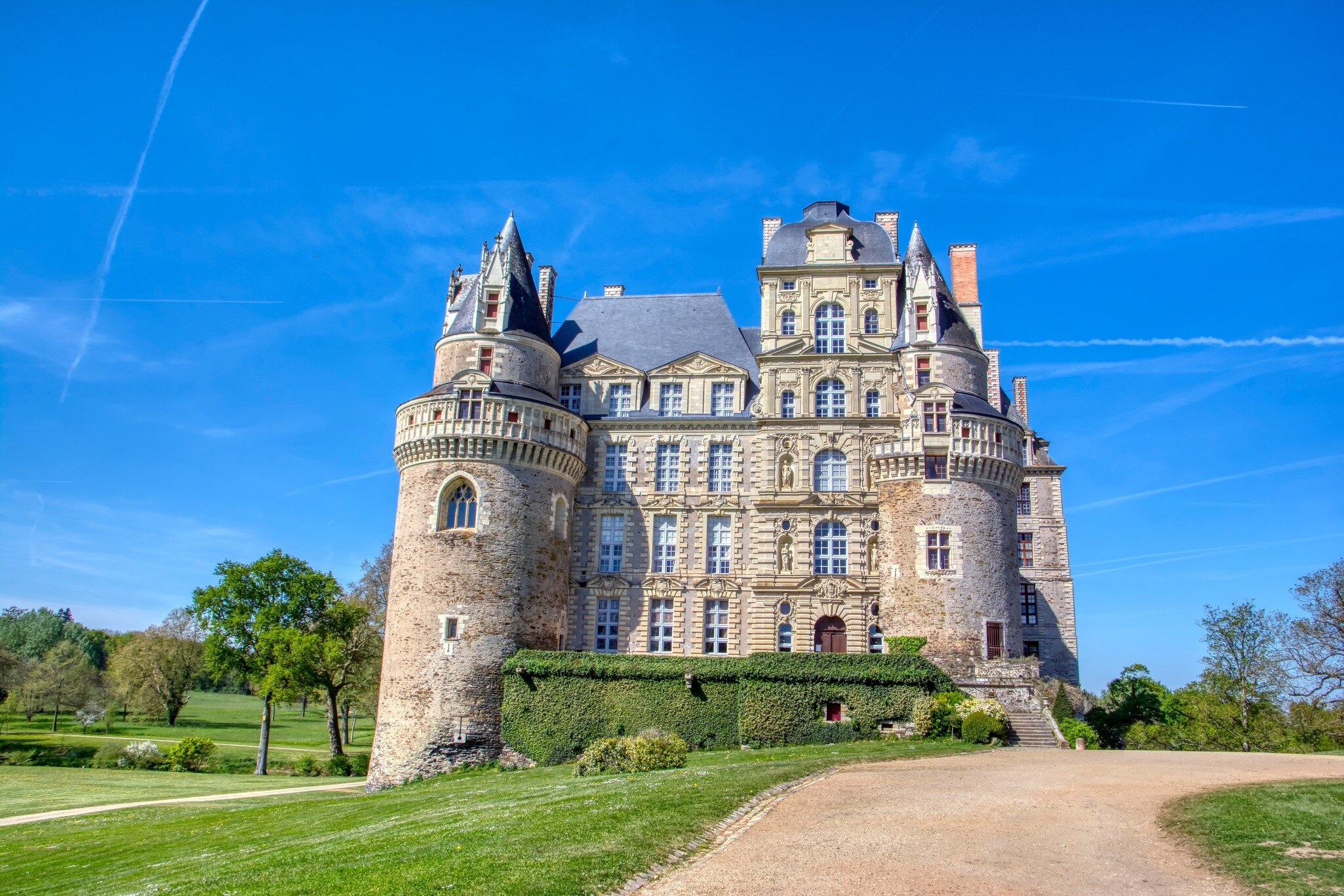 Loire Valley, France - April 19, 2019: The Castle of Brissac, a renaissance castle rebuilt in the 15th century by one of the ministers to King Charles VII, situated in Brissac Quince, nearby Angers.; Shutterstock ID 2236335543;