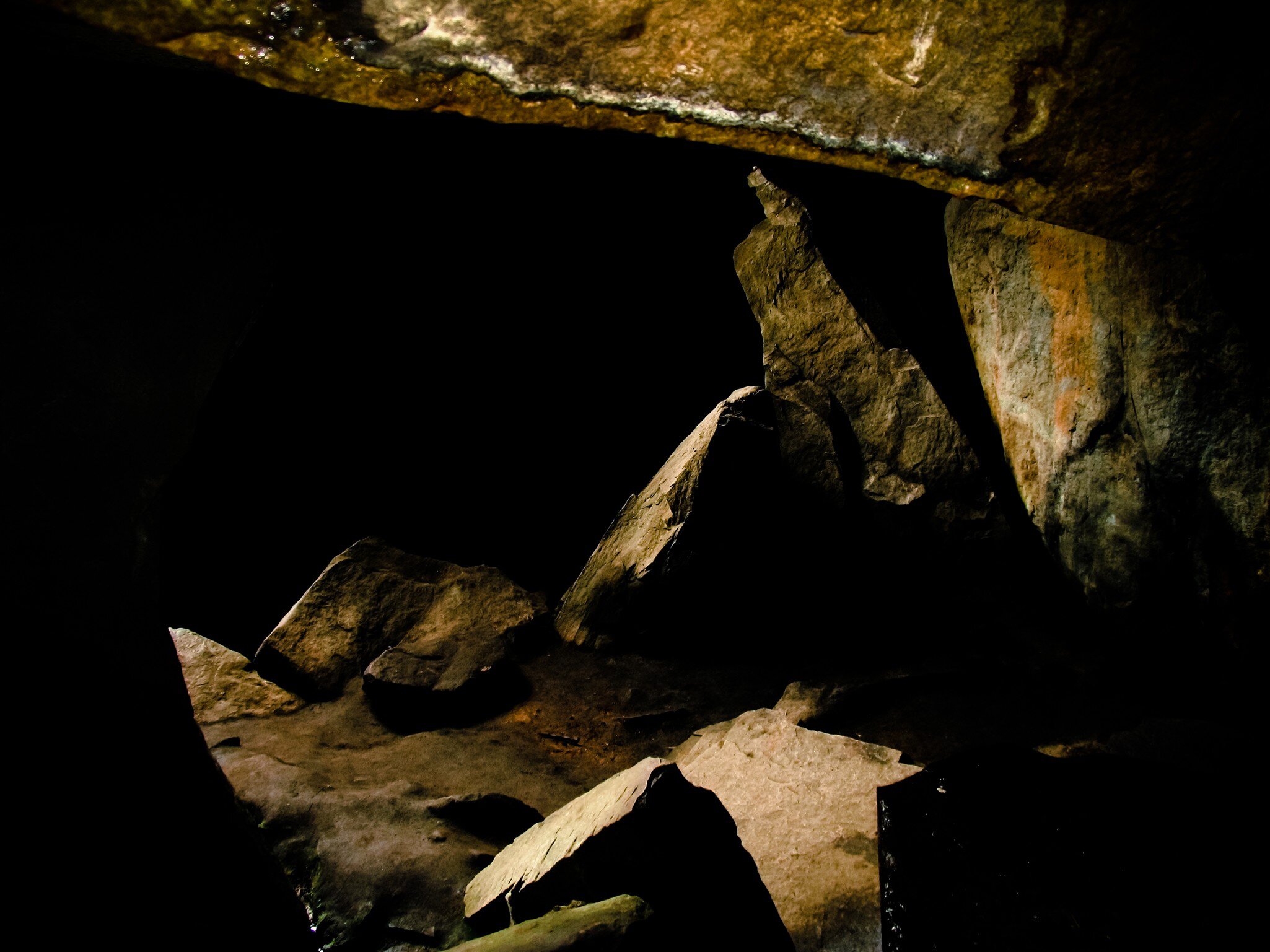 Interior of the Edakkal Caves in Kerala, India.