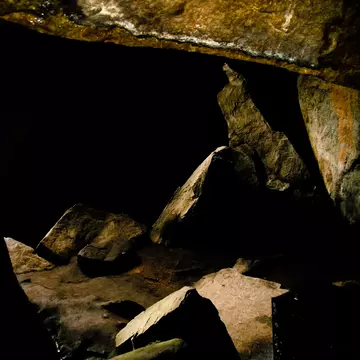 Interior of the Edakkal Caves in Kerala, India.
