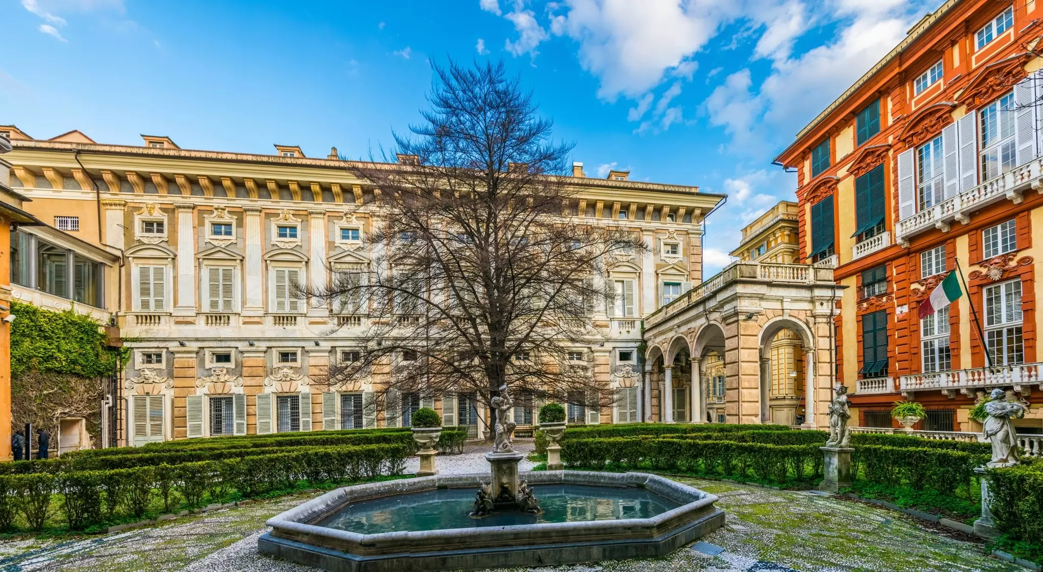 The garden between Palazzo Bianco and Palazzo Doria Tursi Palace in Genoa.