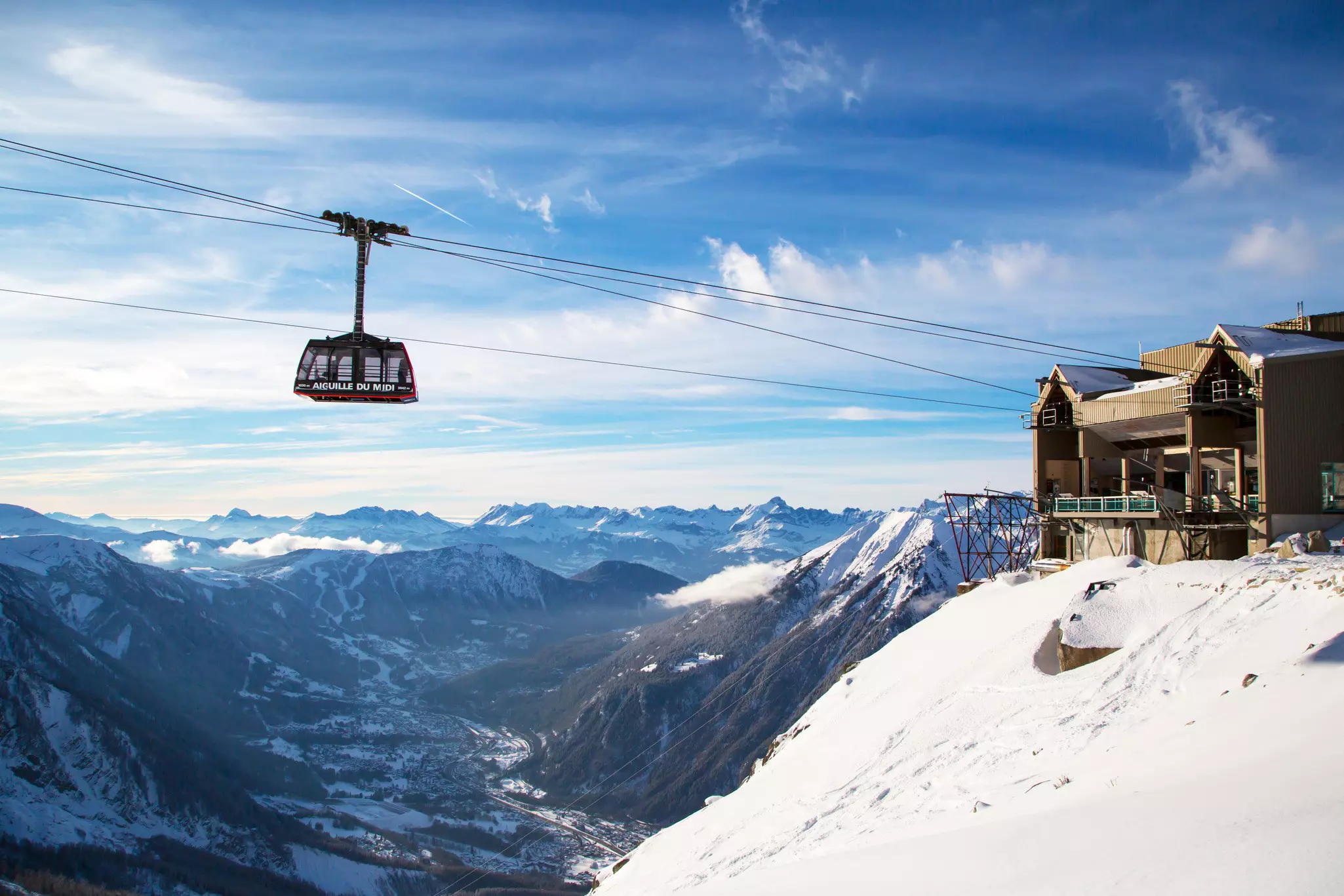 Cable Car from Chamonix to the summit of the Aiguille du Midi.