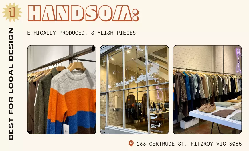 Display of men's clothes at Handsom Melbourne