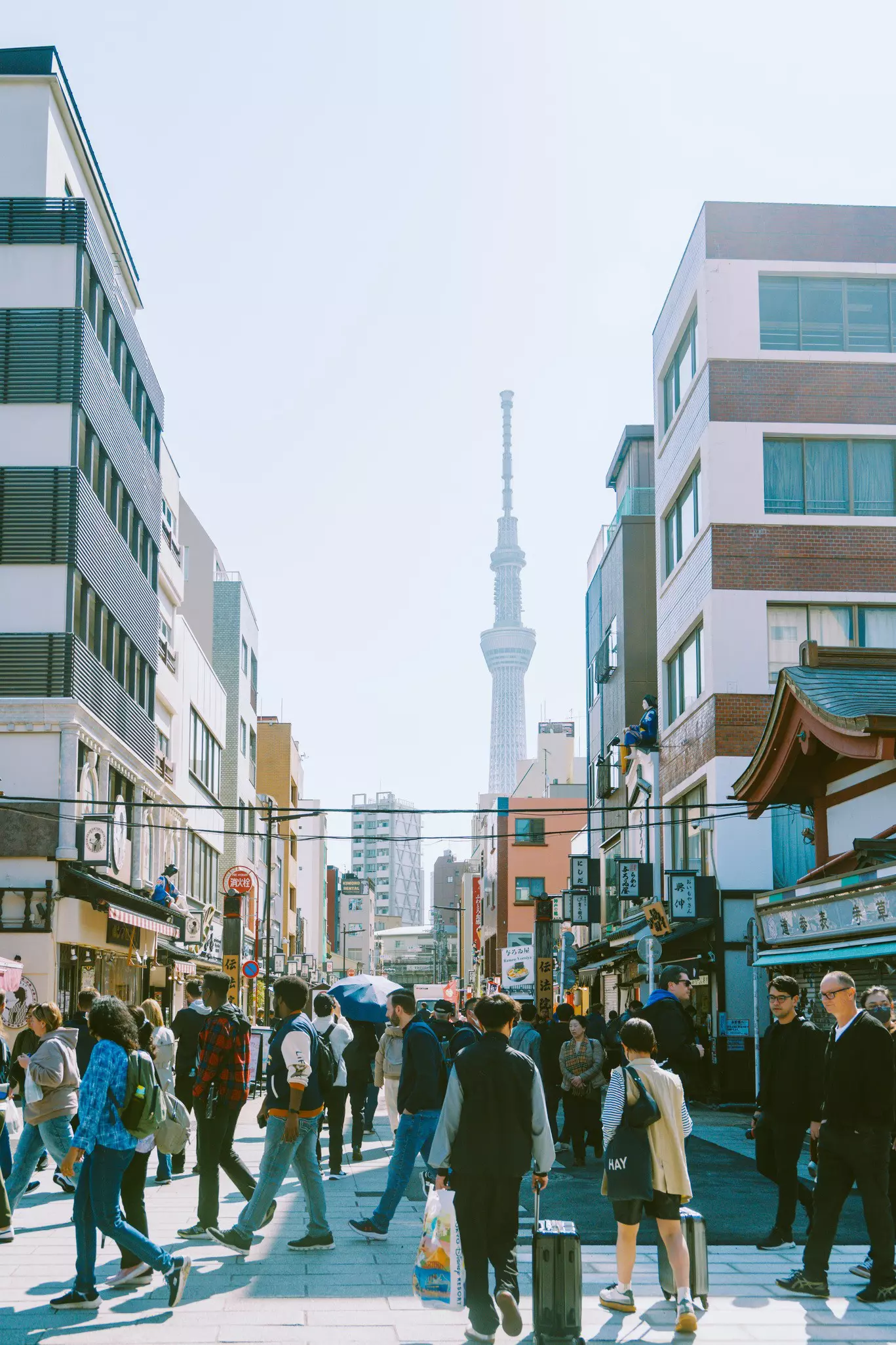 Street shot with Tokyo Skytree in the background