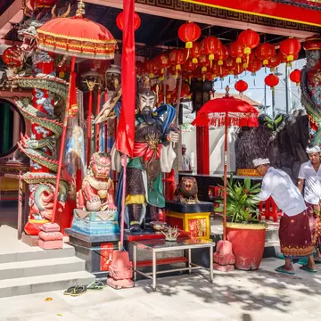 Vihara Dharmayana, Chinese Buddhist temple in Kuta, Bali, Indonesia. January, 19, 2020. Chinese-Indonesian community conducting Melaspas ceremony (blessing a new building), License Type: media, Download Time: 2026-06-17T19:18:25.000Z, User: LP_NZhan, Editorial: true, purchase_order: 65050 - Digital Destinations and Articles, job: App Content, client: Lonely Planet, other: Nadine Zhan
