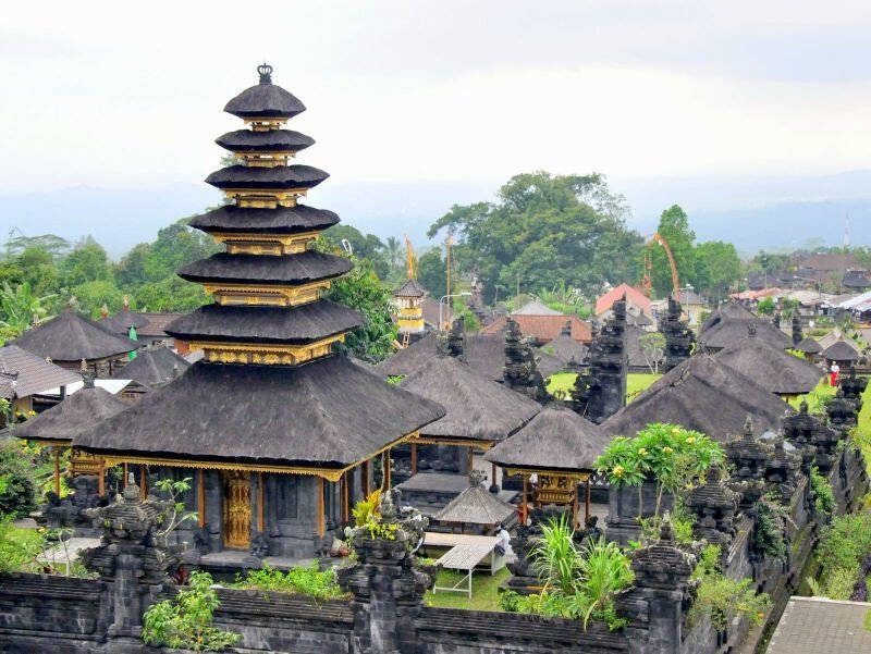 The stepped roof of the Pura Besakih temple in Bali, Indonesia.