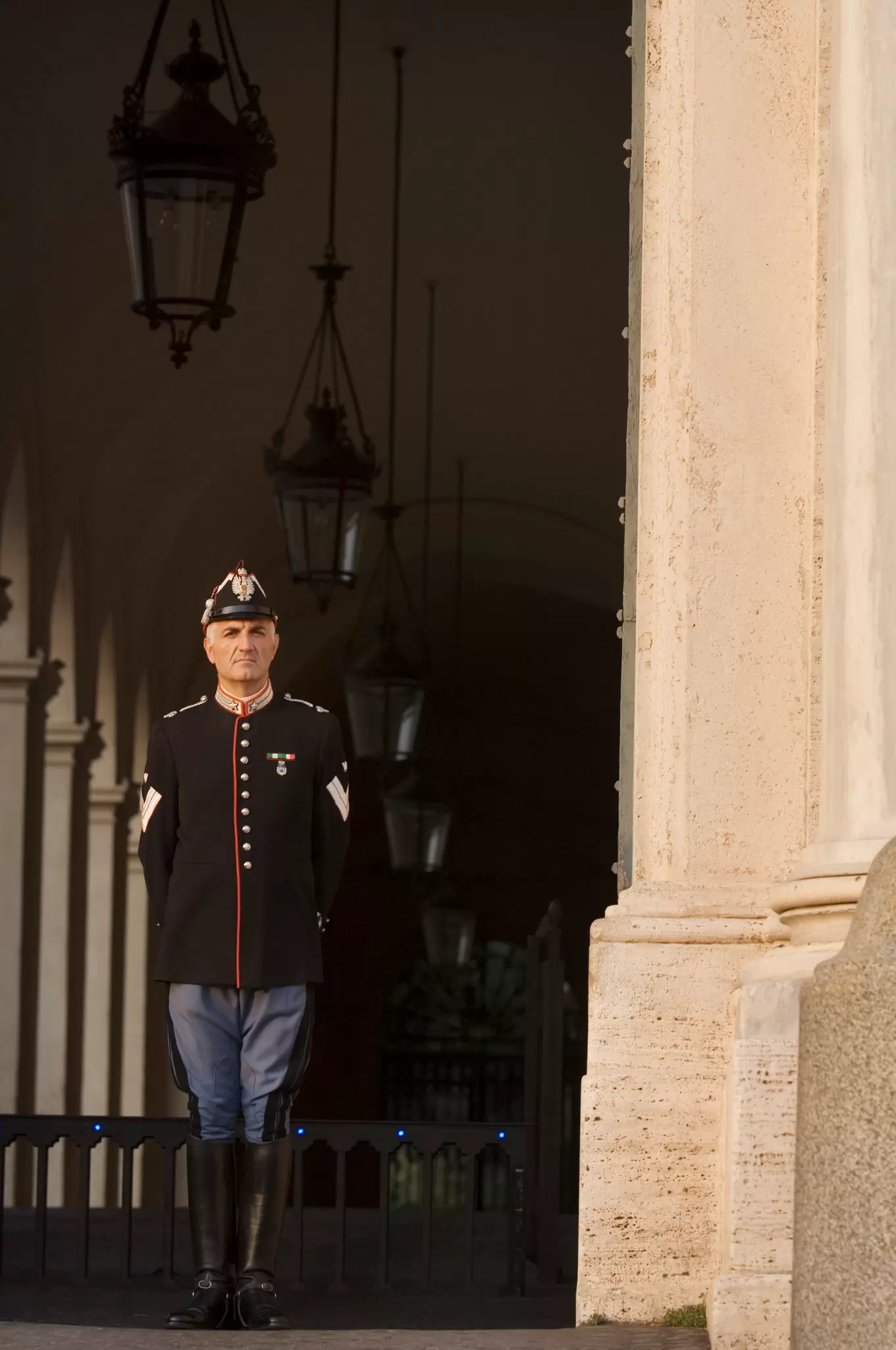 A guard at the Palazzo del Quirinale in Rome, Italy.