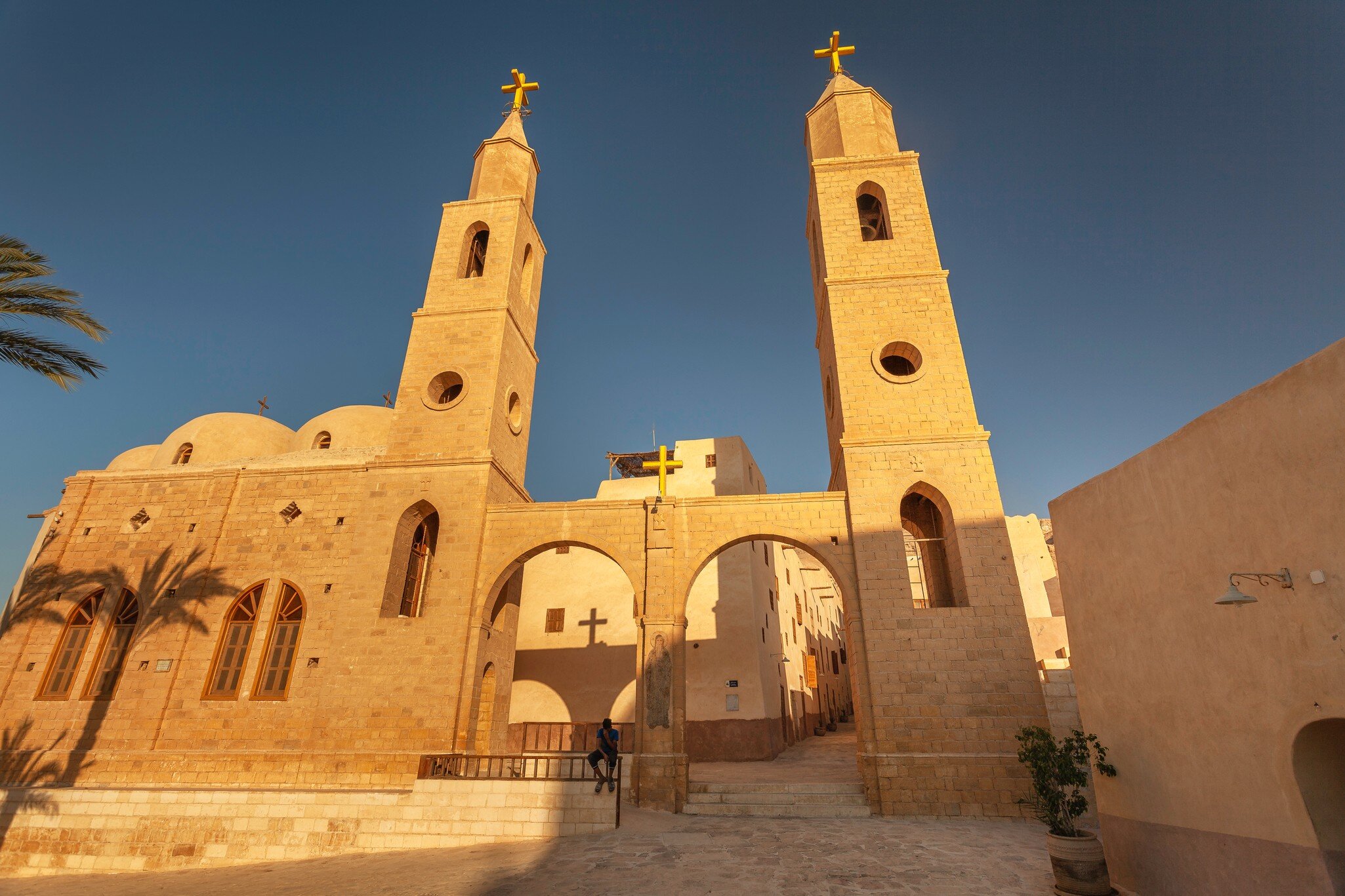 EASTERN DESERT, EGYPT - JULY 7, 2018: Bell towers of Saint Anthony church; Shutterstock ID 1183485106;