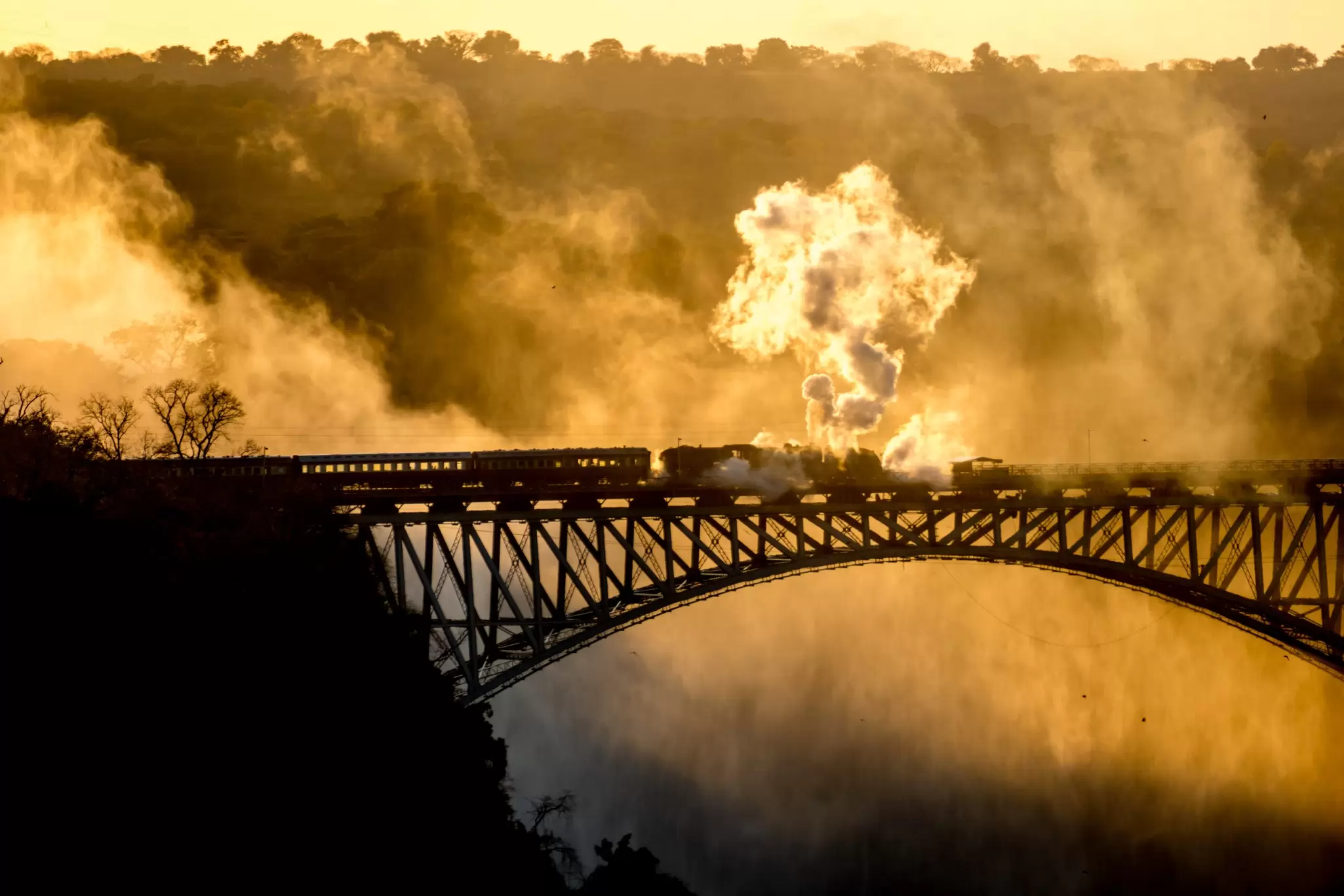 A train on the route from Bulawayo to Victoria Falls, Zimbabwe