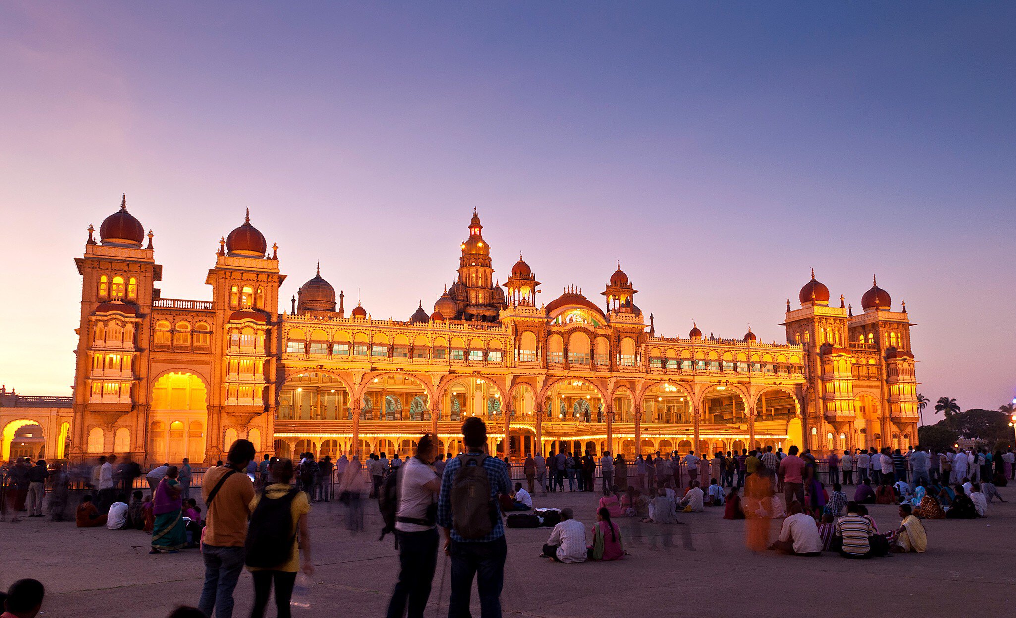 Mysore Palace at dusk.