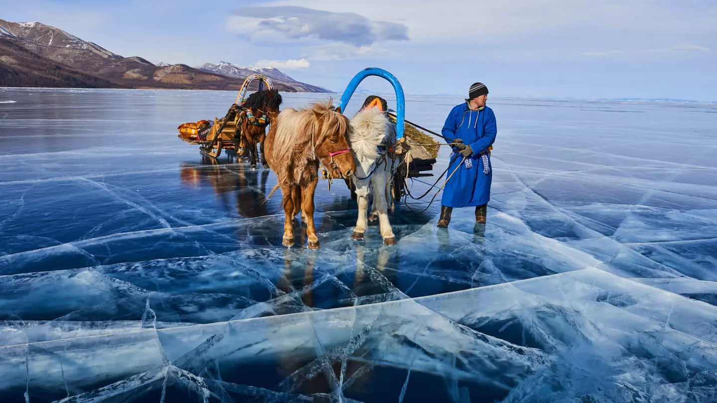 Ice-sledding is popular on Khövsgöl Nuur outside of the summer season  © Tuul & Bruno Morandi / Getty Images