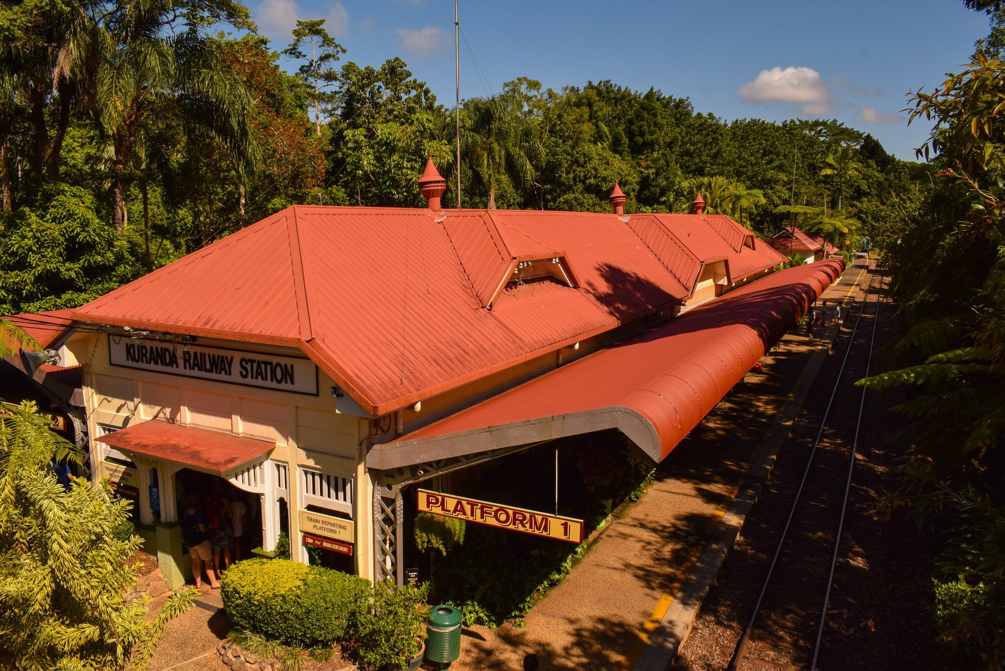 The famous Kuranda Railway Station in Cairns, Queensland. Kuranda is known for its scenic railway through heritage listed rainforests.