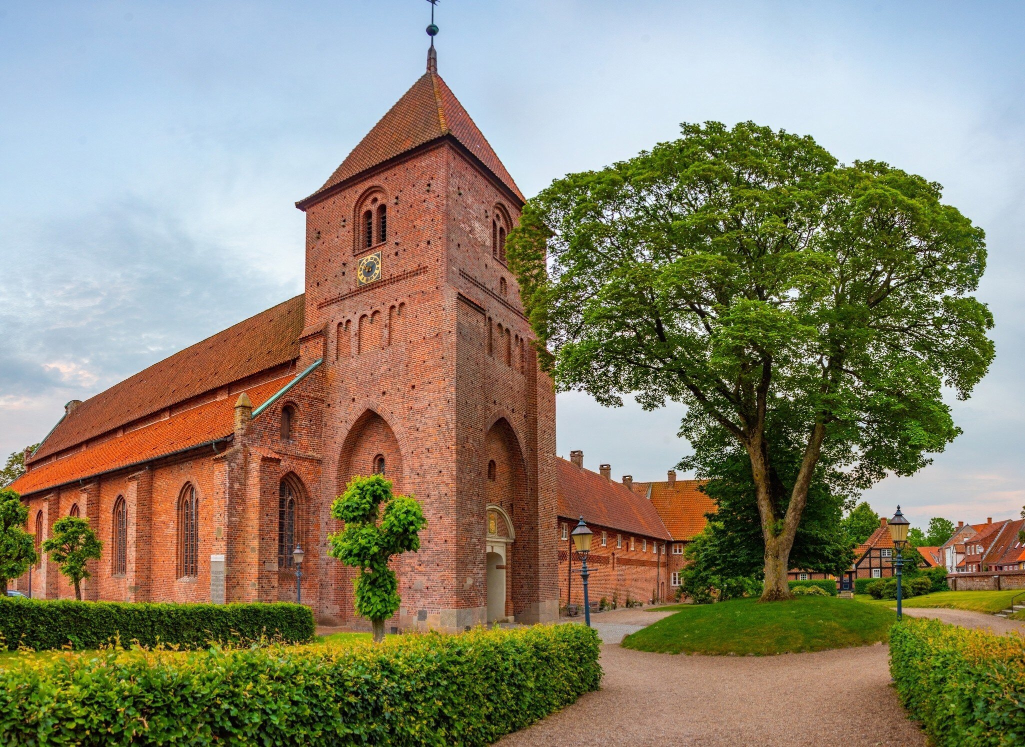 Facade of St. Catherine's Priory at Danish town Ribe, Jutland, Denmark.