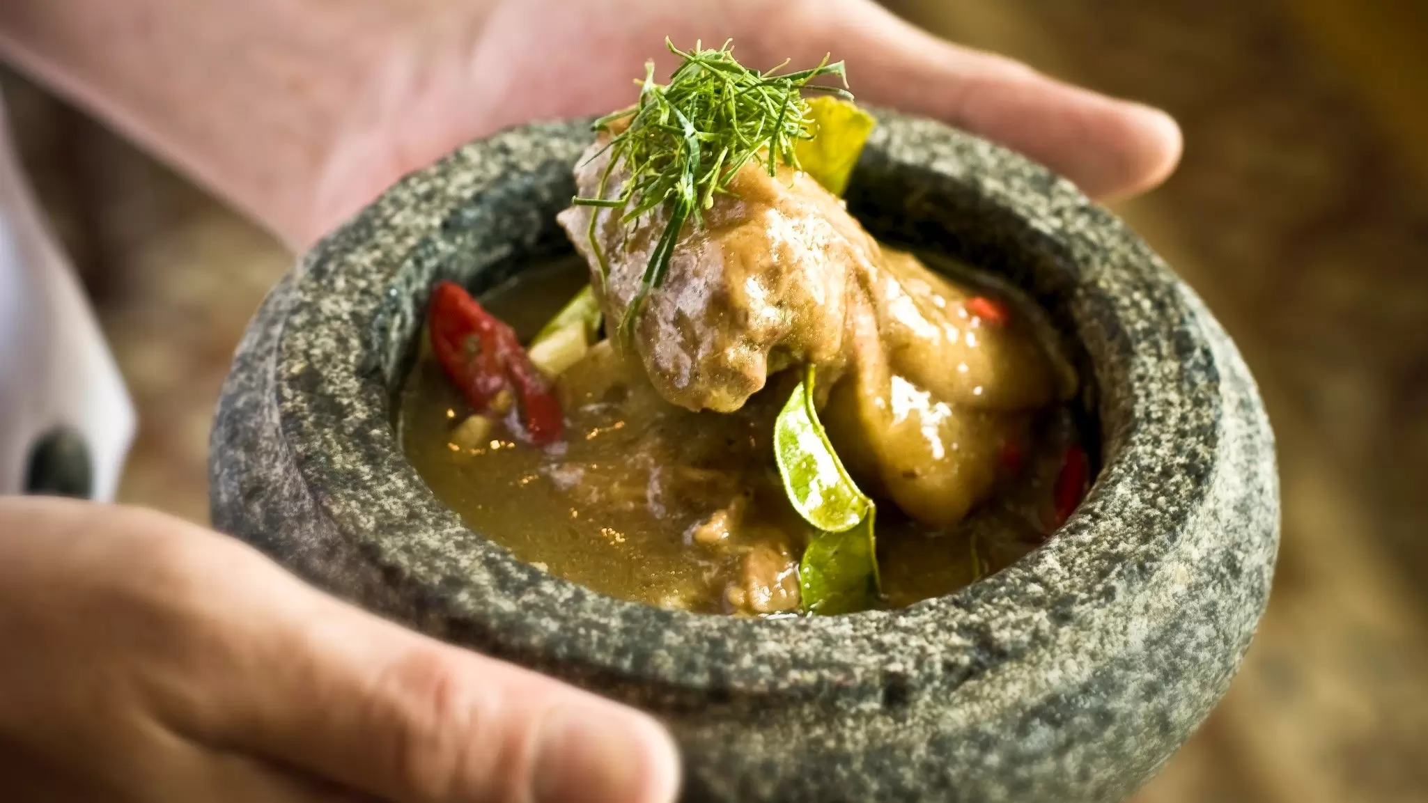 A serving of kari kurma (kurma curry). Originating in Melaka, Kristang cuisine dates back hundreds of years. The Majestic Malacca