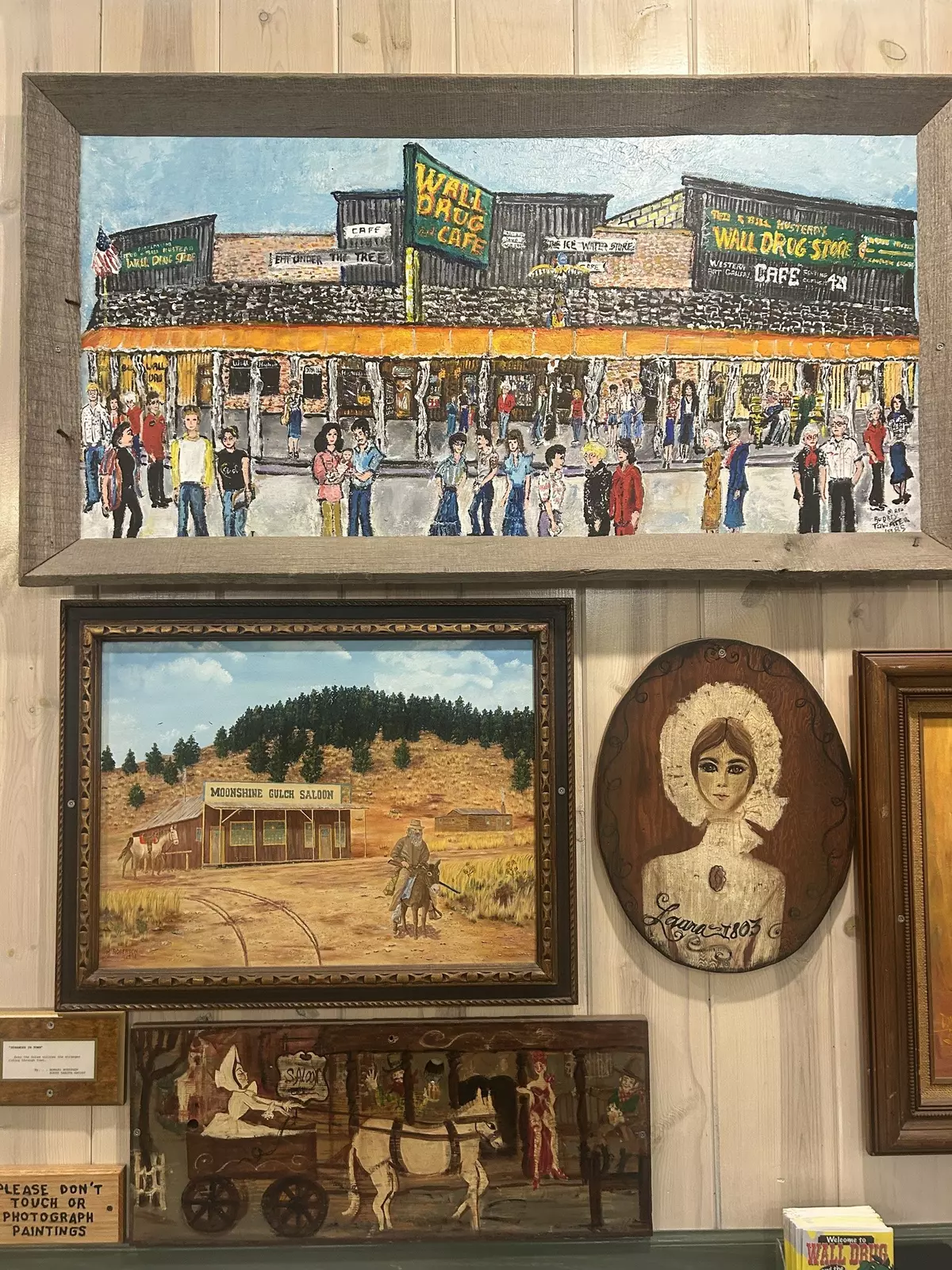 Western wall art at Wall Drug in the town of Wall, South Dakota.