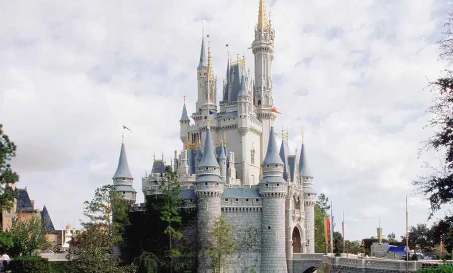 View of the Cinderella Castle in the Magic Kingdom in Walt Disney World in Orlando, Florida.