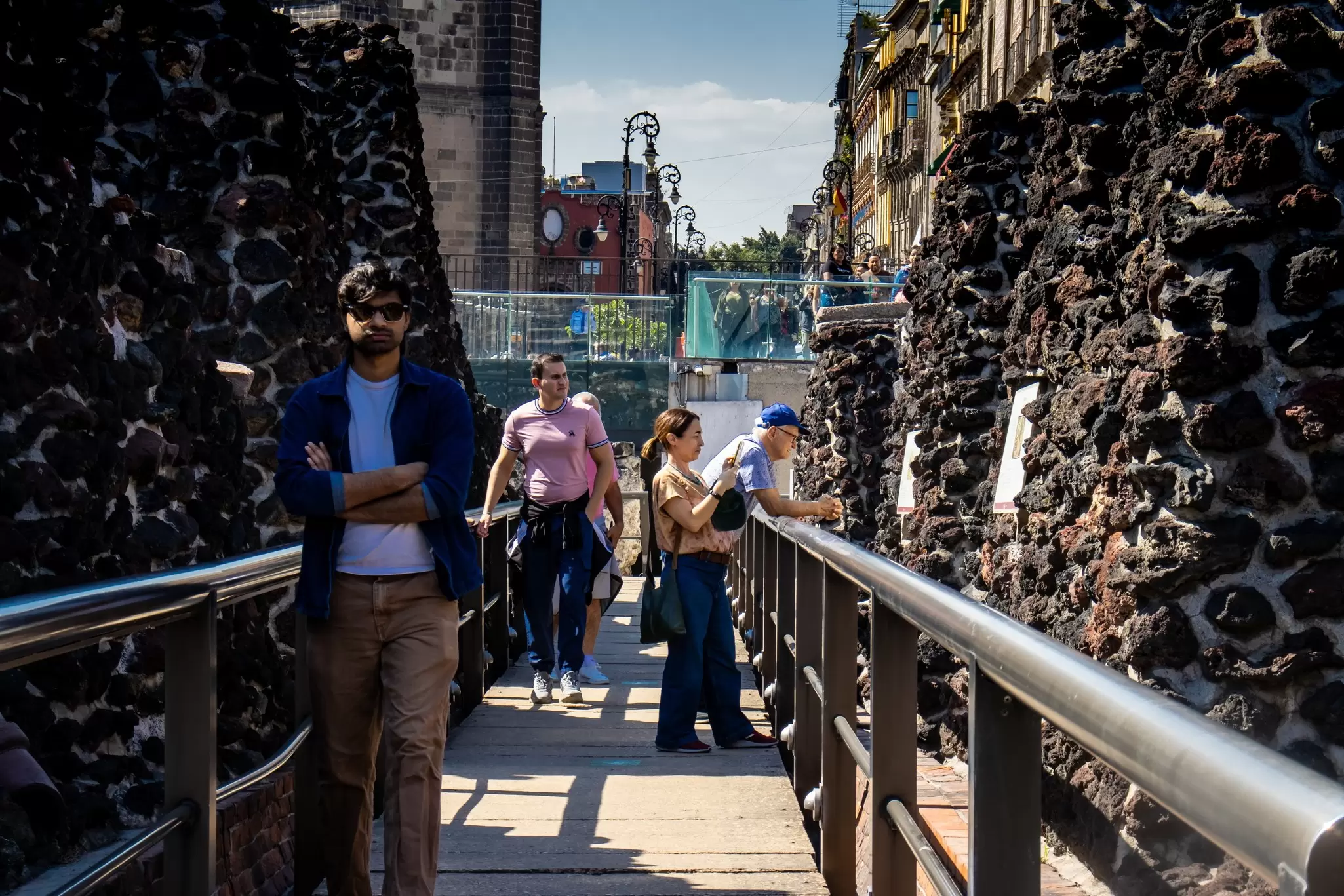 Visitors at the Templo Mayor excavation site in Mexico City, Mexico.