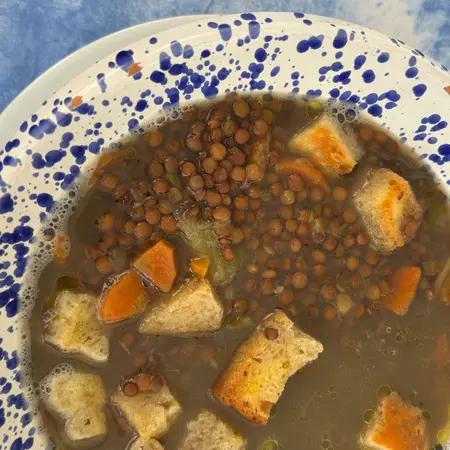 Lentil soup at Trattoria Da Umberto, Ustica, Sicily