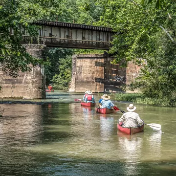 Canoeing down the Cahaba River in Helena, Alabama. JRainesWDE/iStock