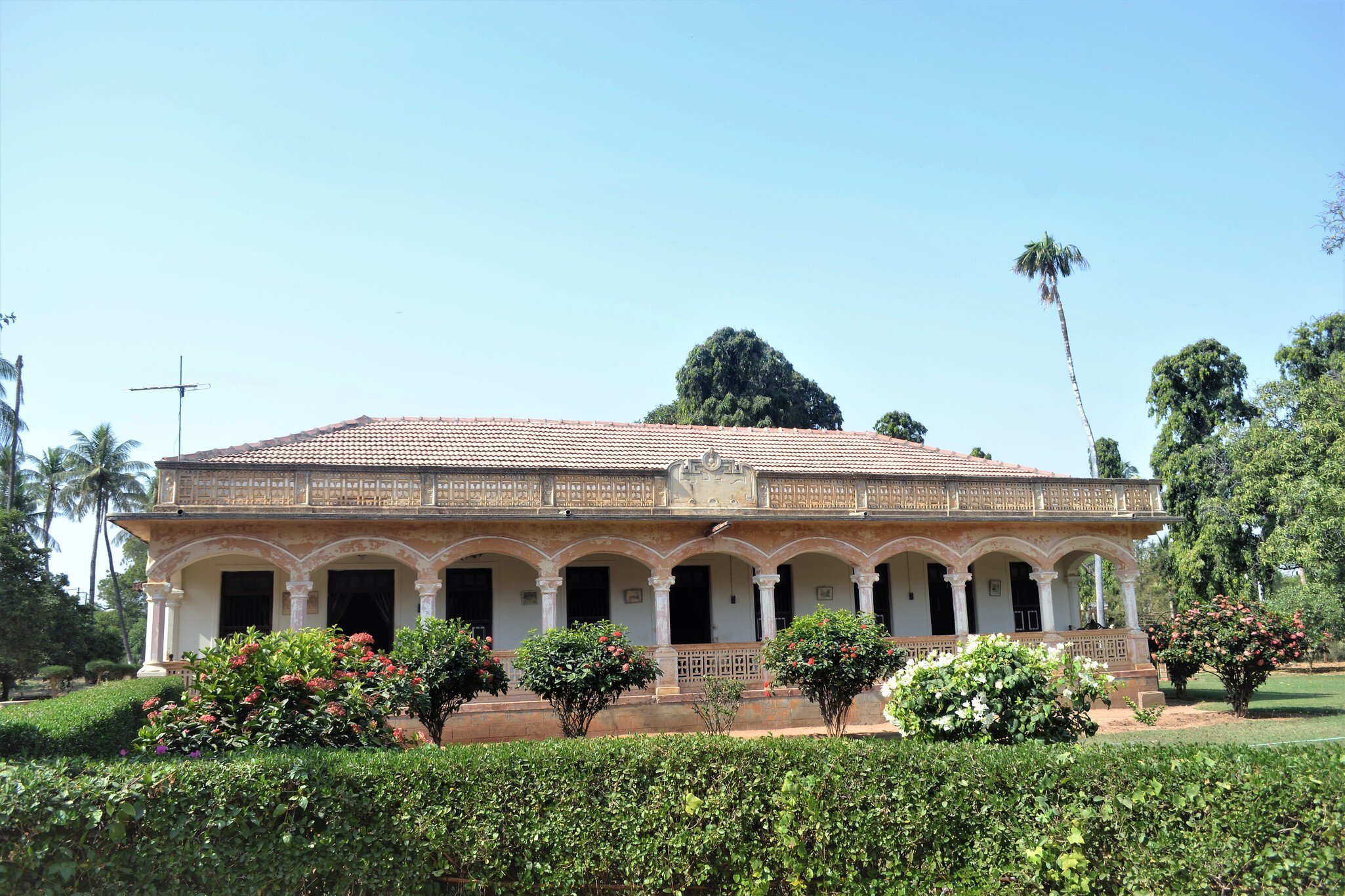 Exterior of Sharad Baug Palace in Bhuj, Gujarat, India.
