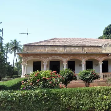 Exterior of Sharad Baug Palace in Bhuj, Gujarat, India.