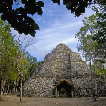 Small PYramid at Mayan ruins of Coba, Caribe. Quintana Roo state. Mayan Riviera. Yucatan Peninsula. Mexico