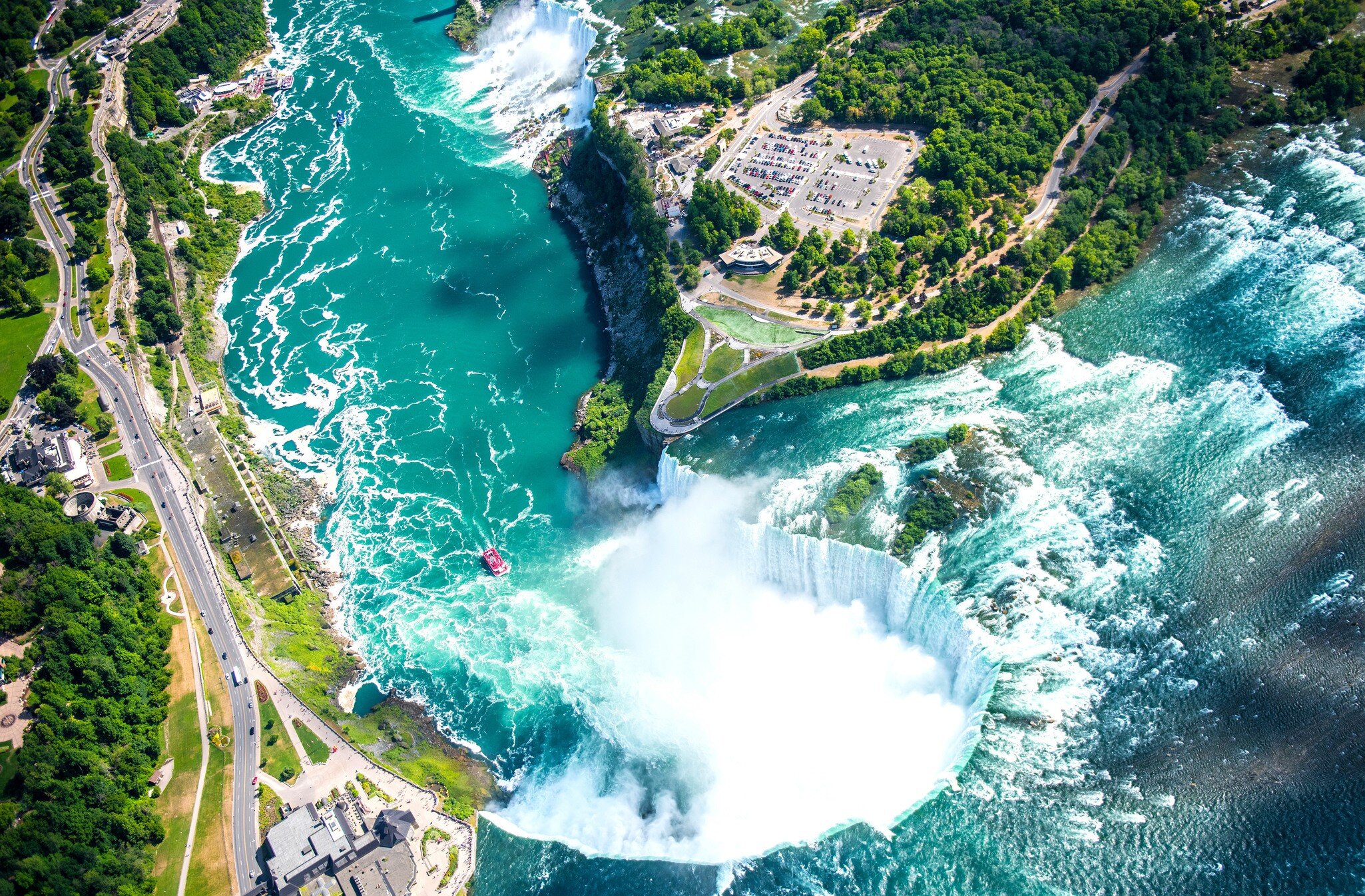 Aerial of Horseshoe Falls at Niagara Falls.