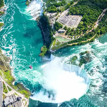 Aerial of Horseshoe Falls at Niagara Falls.