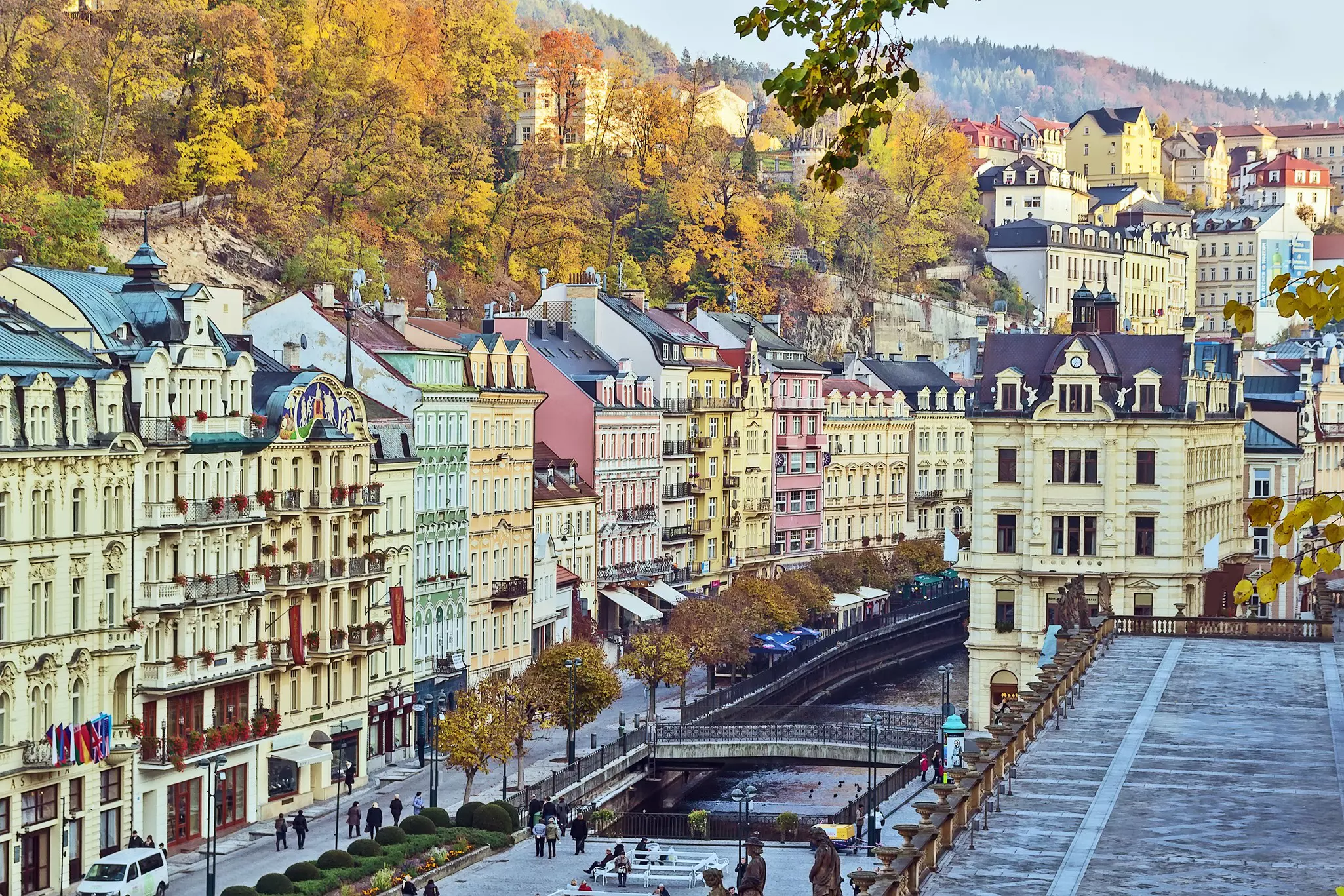 Houses in city center of Karlovy Vary, Czechia