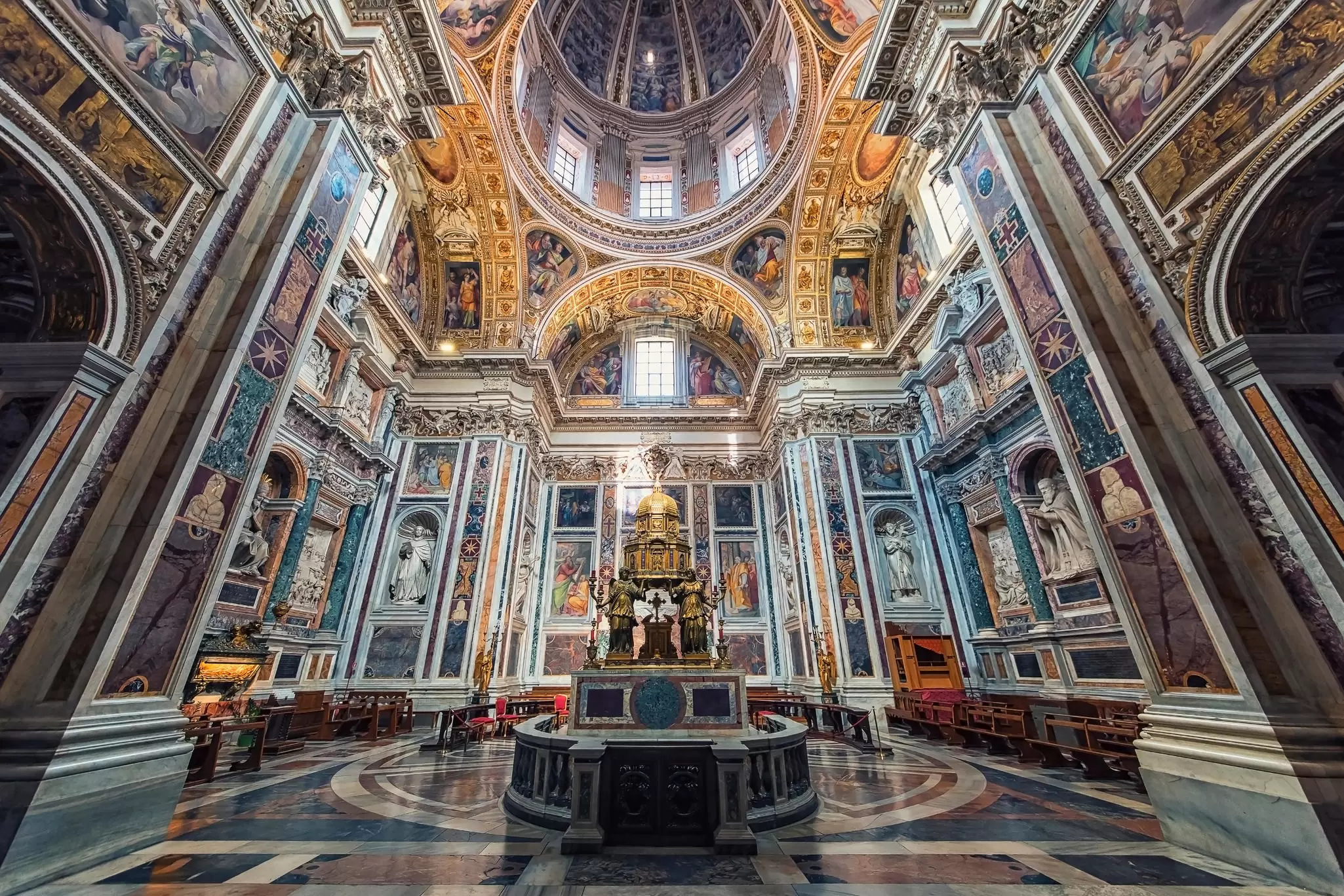 The ornate interior of a church