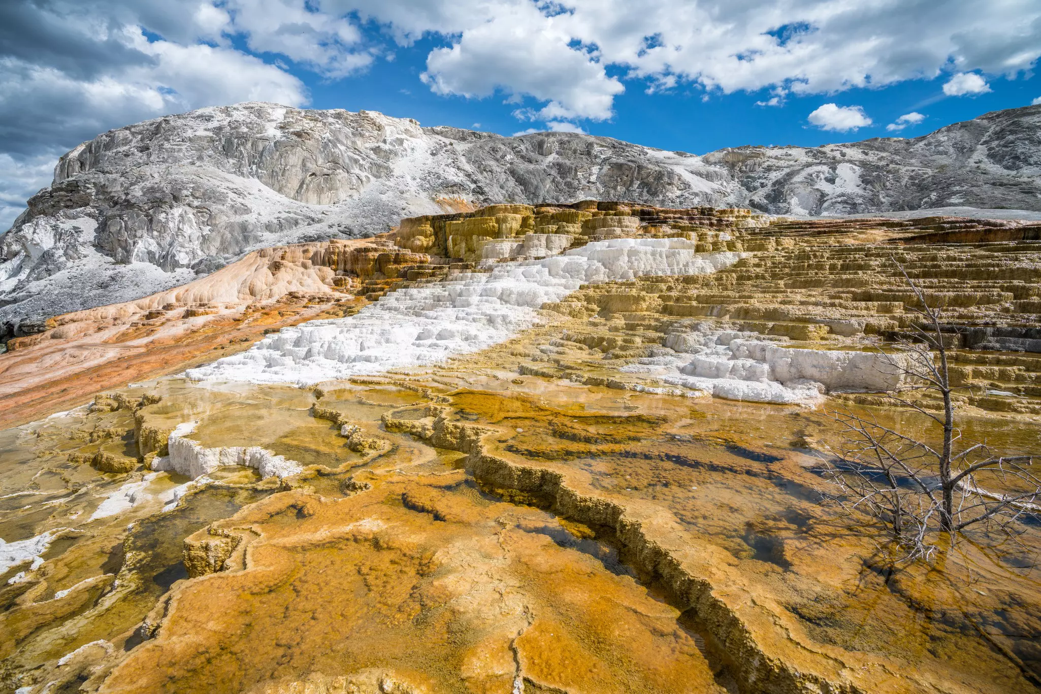Steep natural steps in the landscape formed by thermal activity