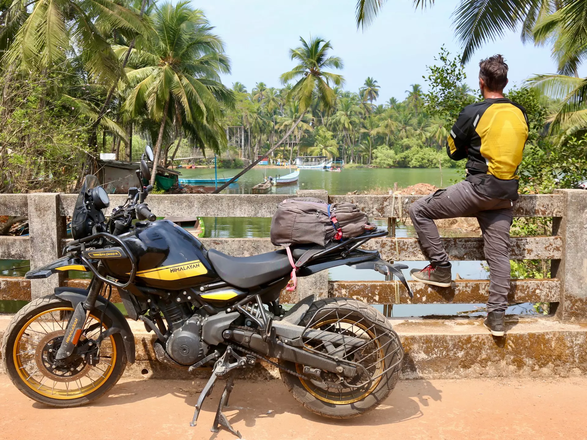 The author and his Royal Enfield Himalayan motorcycle in Goa, India. Ian Neubauer for Lonely Planet